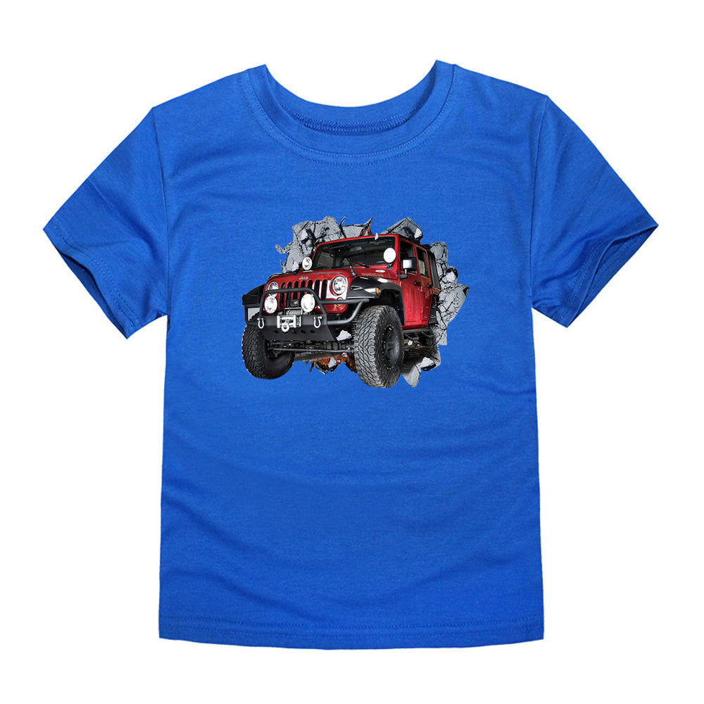 Children's Short-sleeved Cotton Heat Transfer T-shirt For Boys And Girls