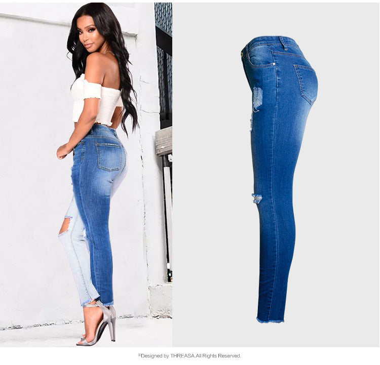 Slim stitching colorblock pencil pants