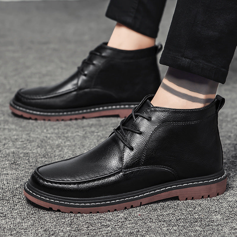 Men's Shoes High Top Leather Shoes and Short Boots