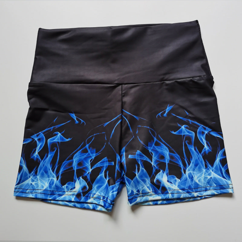 Blue flame print shorts