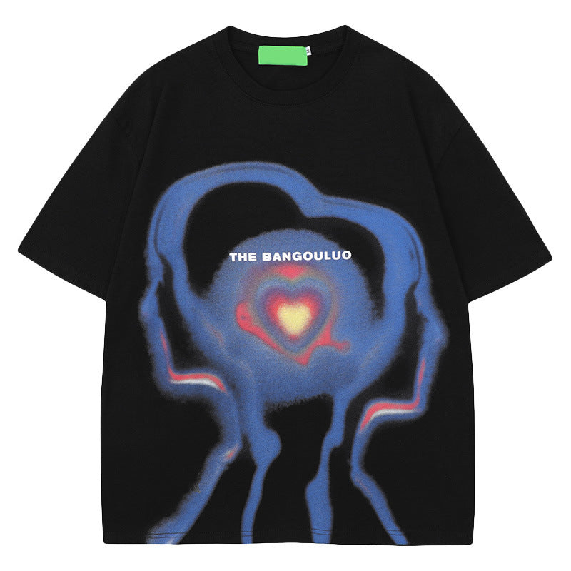 3D Dizzy Alien Print Pattern Short Sleeve T-shirt