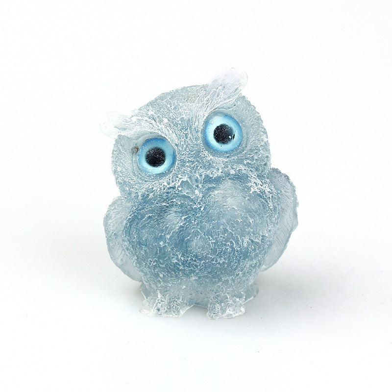 Natural Crystal Gravel Drops Glue Owl Ornaments
