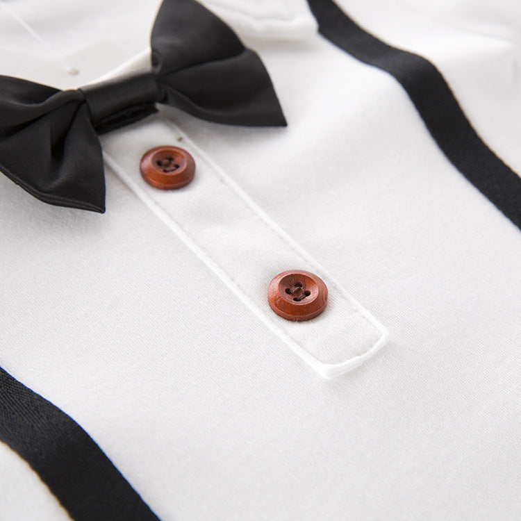 Children's Denim Suit New Summer Boy's Short-sleeved T-shirt Shoulder Strap Jeans 2-Piece Set