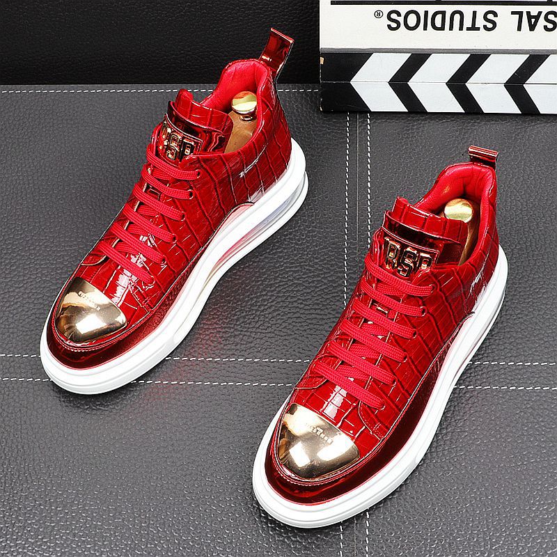 Glossy Patent Leather Microfiber Mid-cut Men