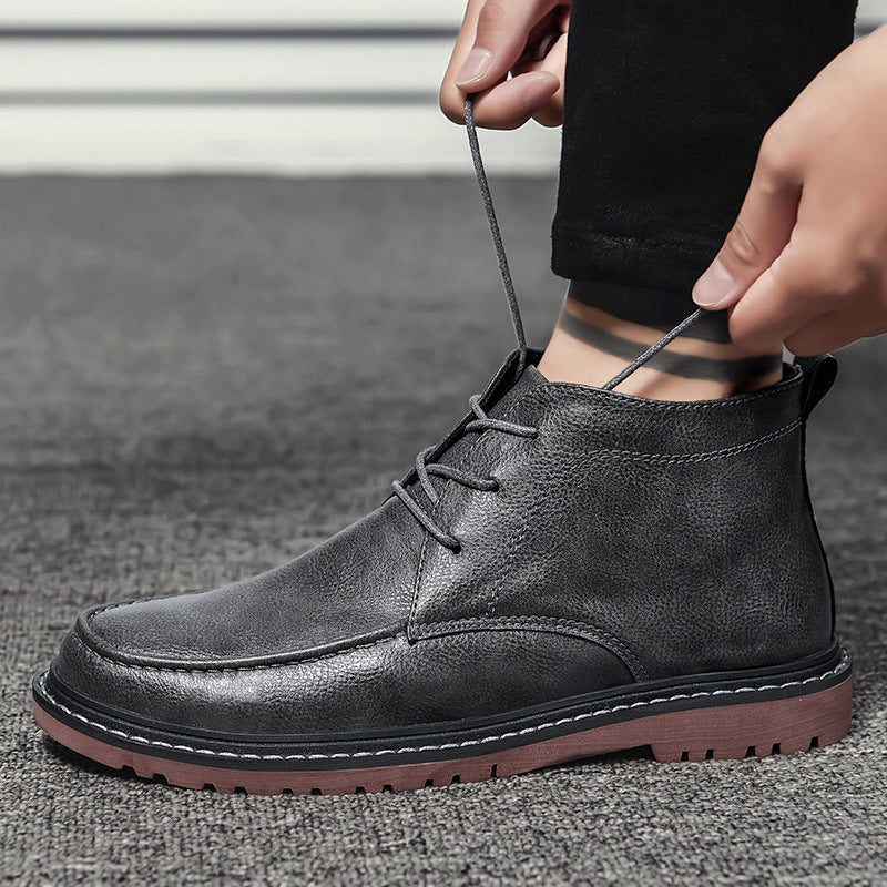 Men's Shoes High Top Leather Shoes and Short Boots