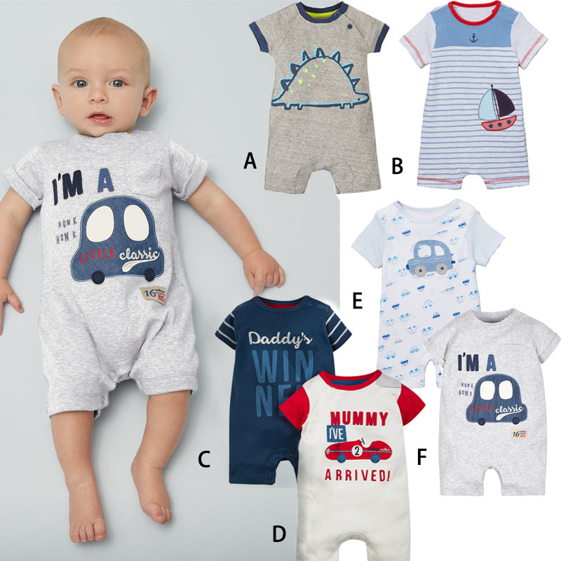Summer baby short-sleeved clothes, printed thin style