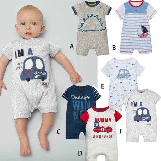 Summer baby short-sleeved clothes, printed thin style