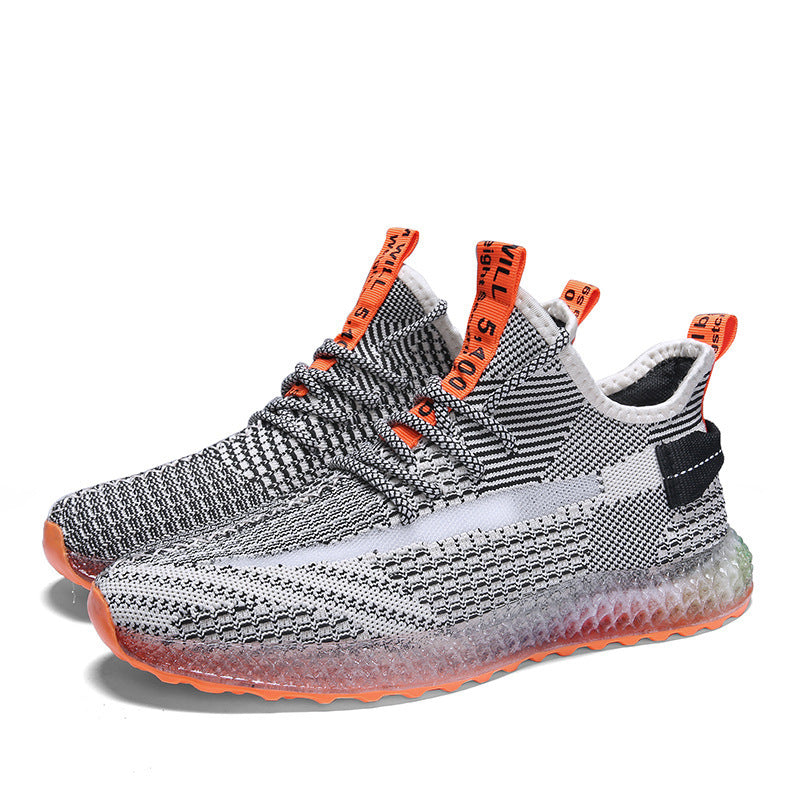 Rainbow bottom coconut shoes flying woven running shoes