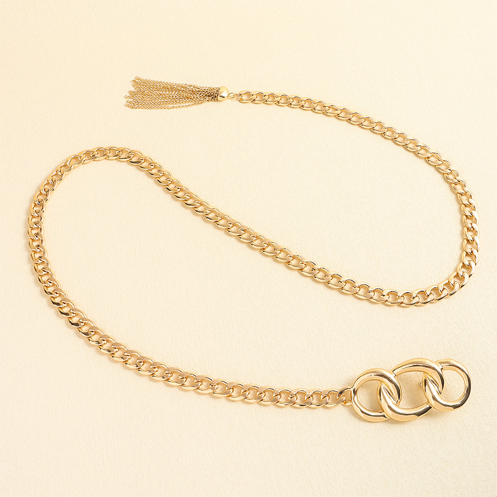 Fashion Pop Metal Waist Chain Embellished Fringe Belt Personality Women Jeans Skirt Accessory Belt