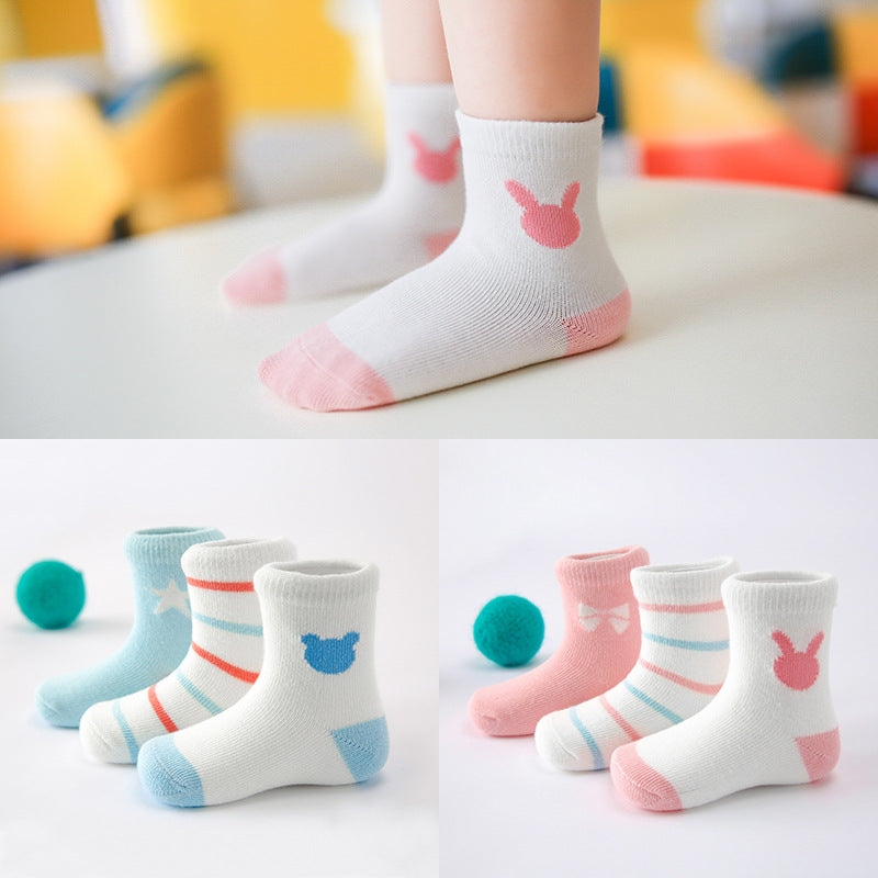 Combed cotton baby socks for boys and girls in autumn and winter