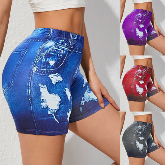 Women's Printed Denim Yoga Sports Hip Lifting