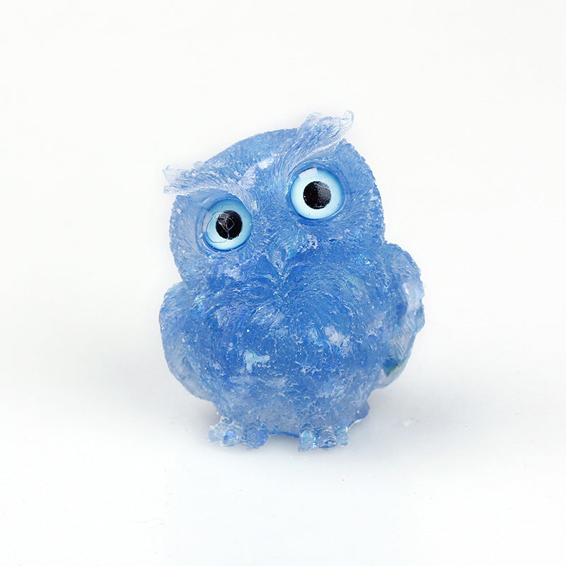 Natural Crystal Gravel Drops Glue Owl Ornaments