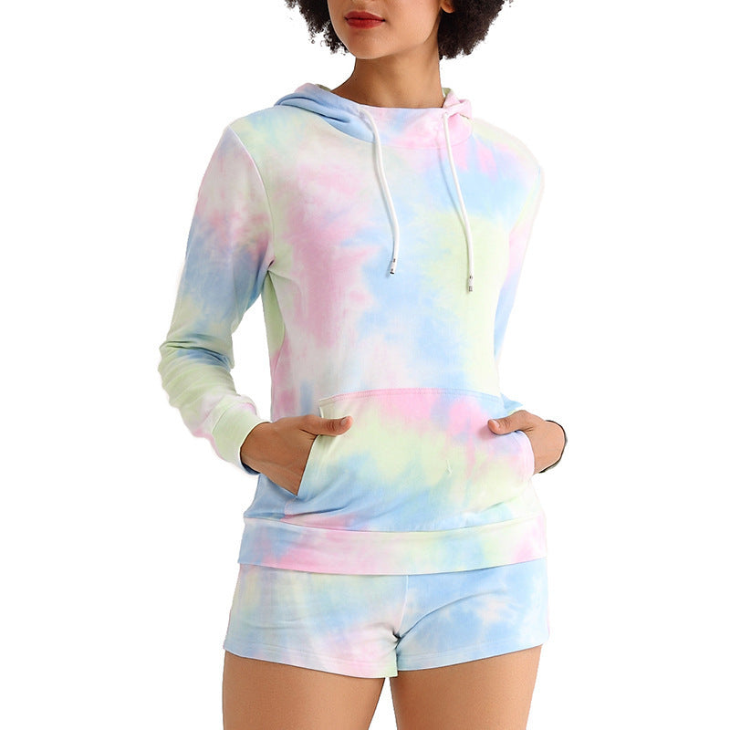 Tie dye long sleeve Pullover leisure suit for women