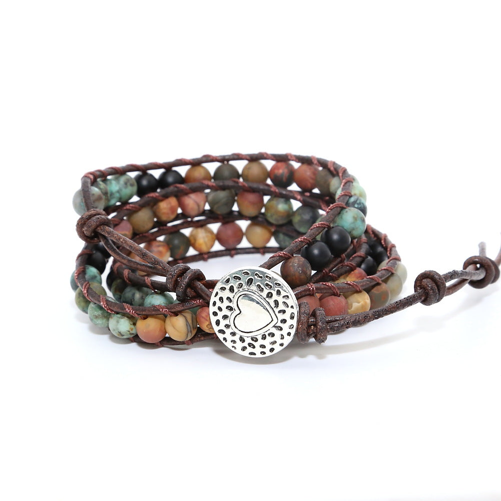 Pure Handmade Bracelet Made of Pine Stone and Natural Stone