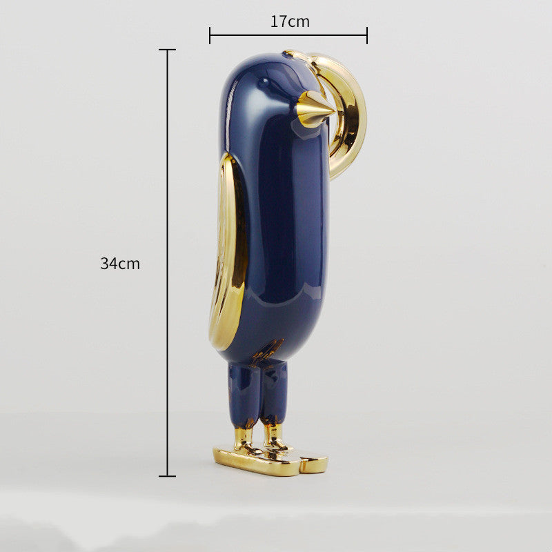 Electroplated Gold Blue Glazed Ceramic Ornament