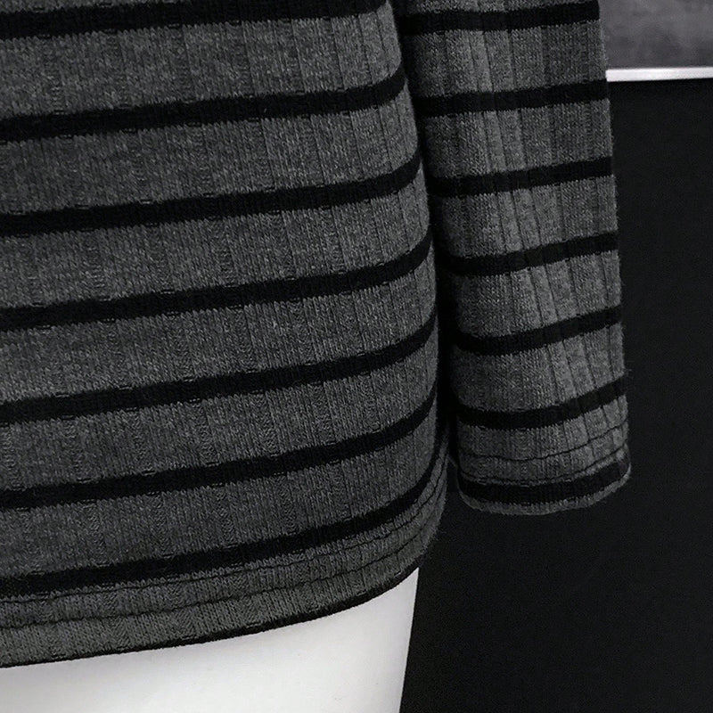 Women's Striped Off-Shoulder Bodycon Dress, Long Sleeve Sexy Mini Dress