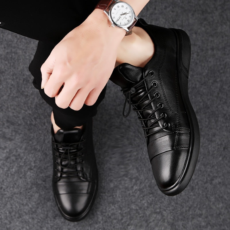 Autumn New British Leisure Top Leather Flat Shoes