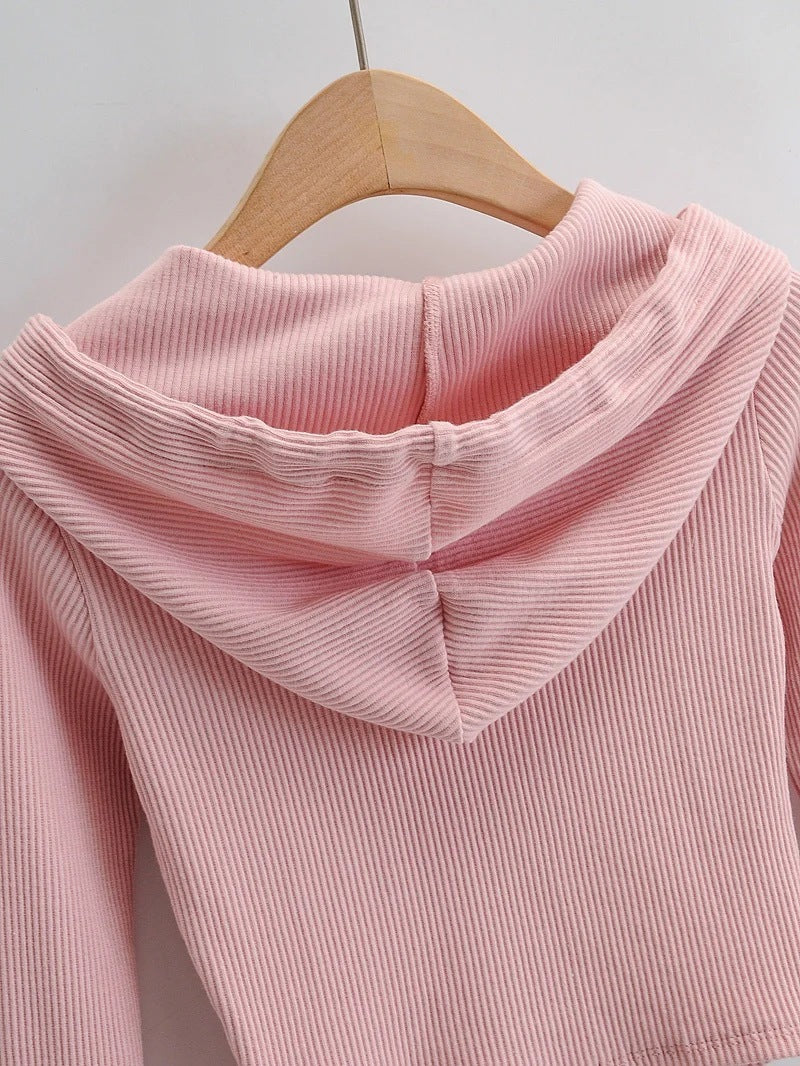 Zip Pocket Hooded Top Stretch Pants Knit Suit