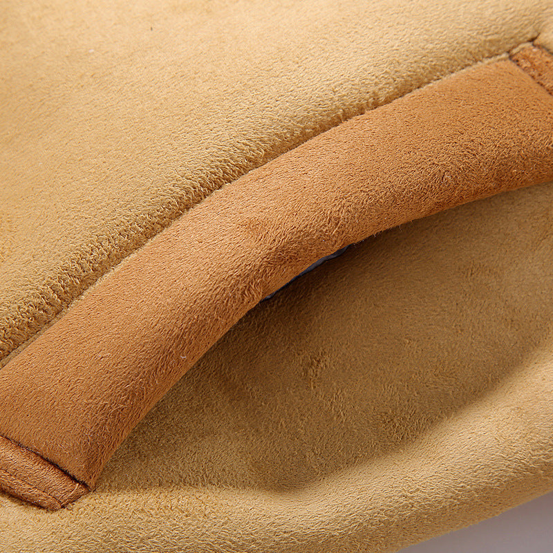 Winter men's leather and fleece jacket