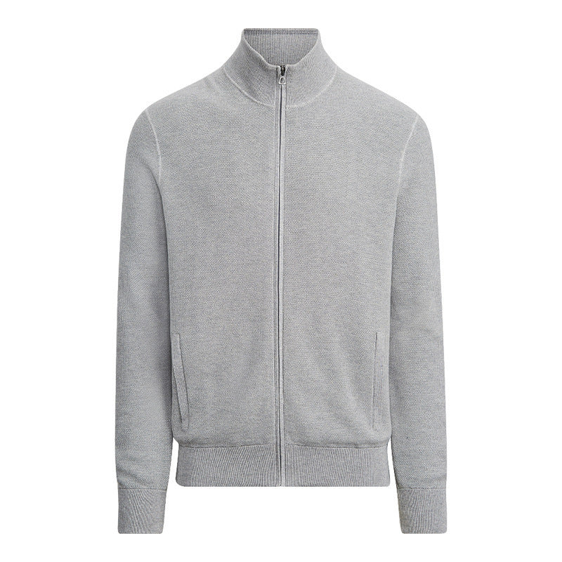 Men's Cotton Turtleneck Zipper Sweater Winter Solid Color Slim Fit