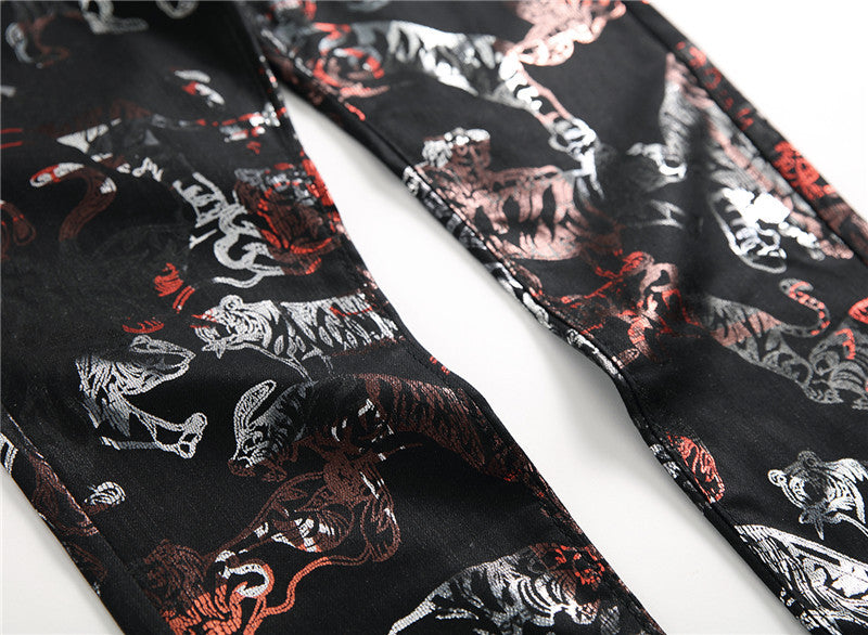 Black printed nightclub pants