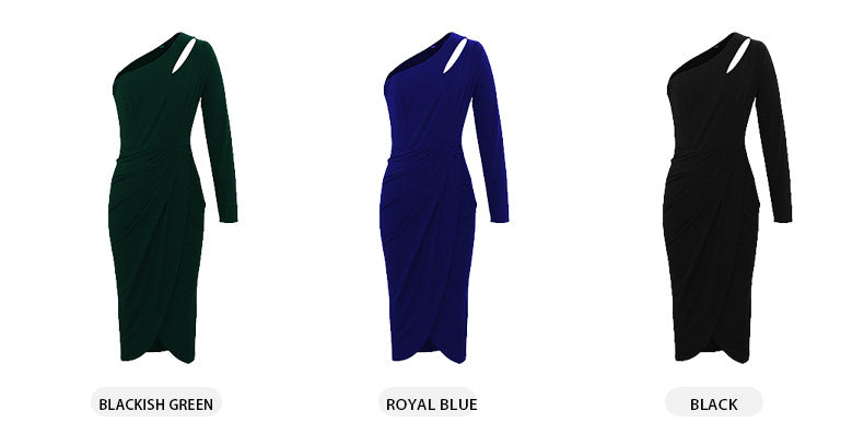 Slim Slim Shoulder Wrap Hip Dress