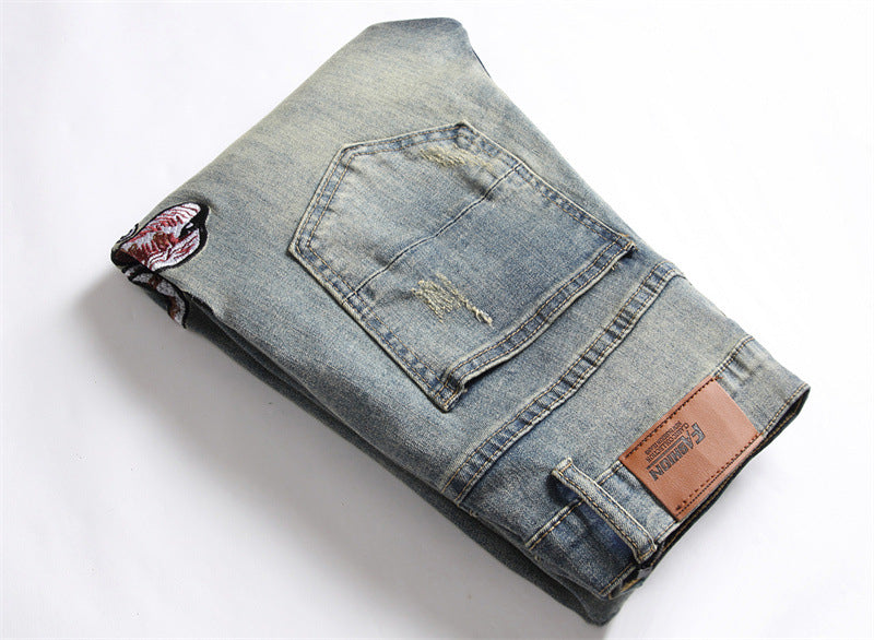Jeans Hand Frayed Cotton Trousers Youth Popularity Mid Waist Casual