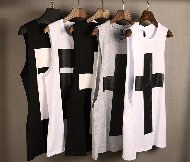 Sleeveless Cross Wide Shoulder Back Heart Man