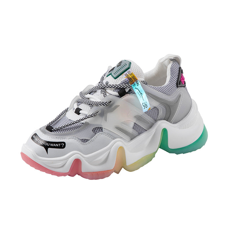 Rainbow jelly platform women's shoes