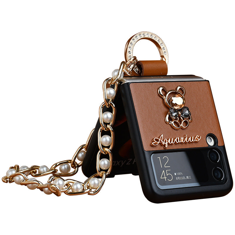Diamond Bear Mobile Phone Case Folding Screen Ring Buckle
