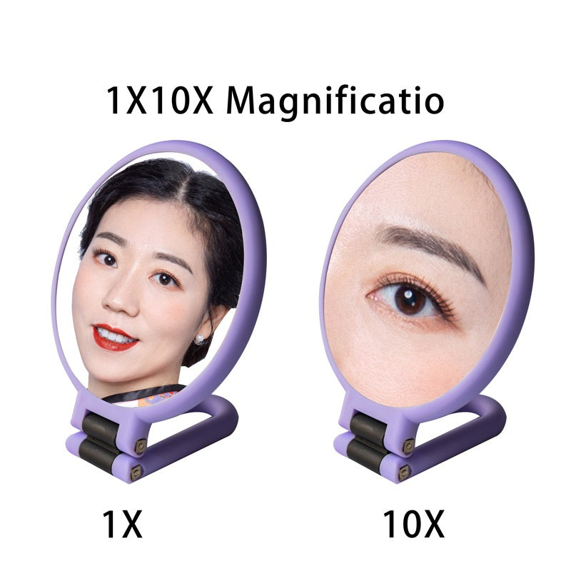 Girl Travel Outdoor Gadget Portable Handheld Double Mirror With 10x Magnification Effect Beauty High Clearness Makeup Mirror
