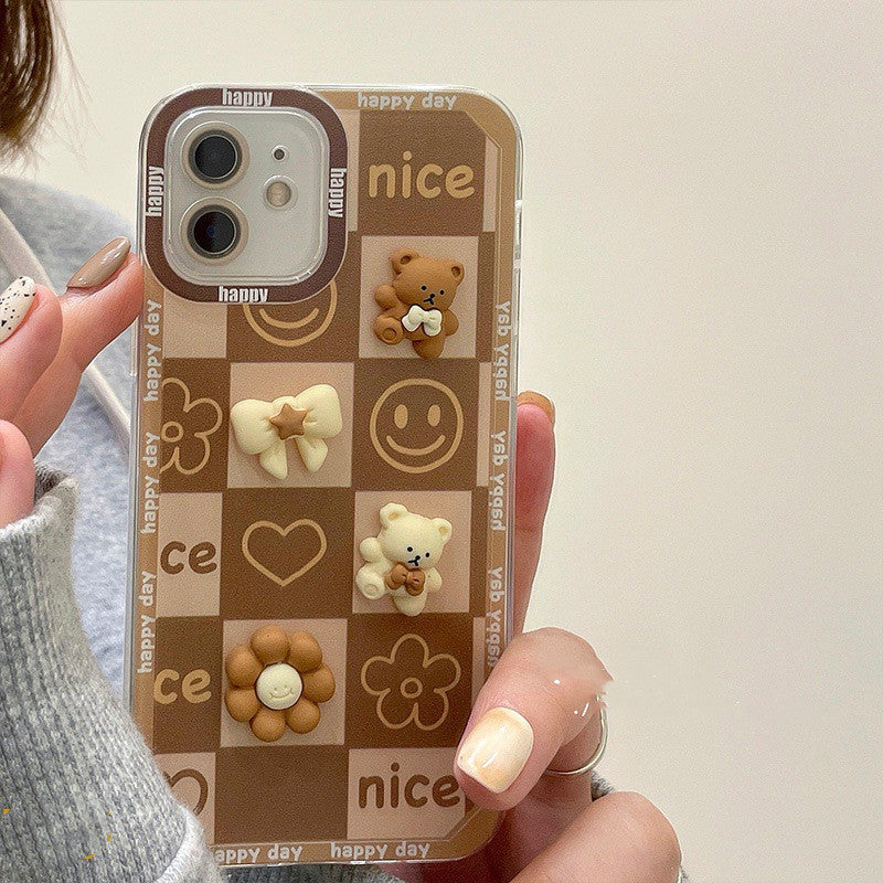 Ins  Three-dimensional Cute Bear Smiling Mobile Phone Case