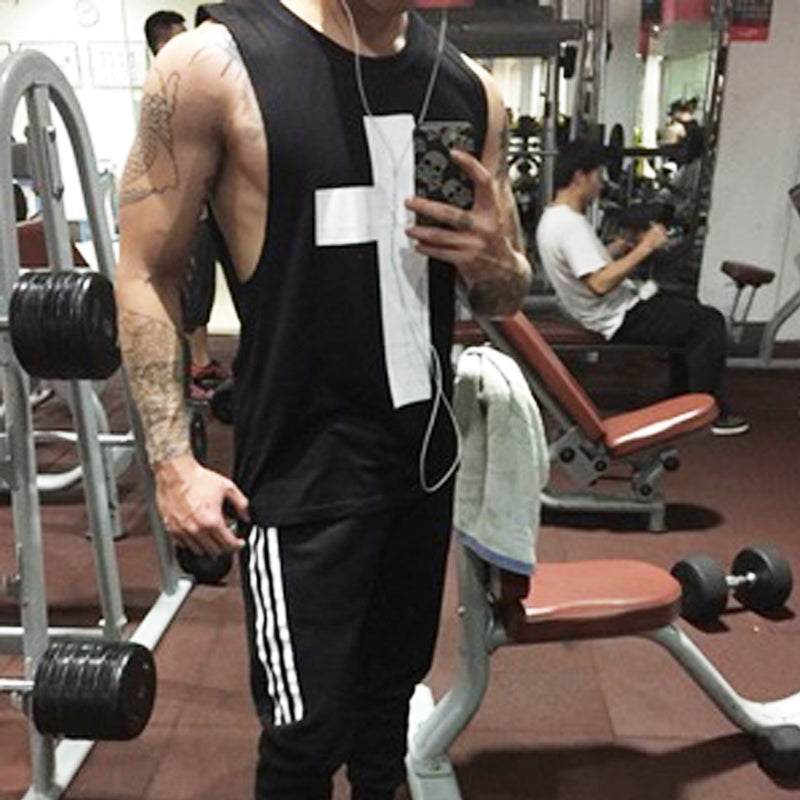 Sleeveless Cross Wide Shoulder Back Heart Man