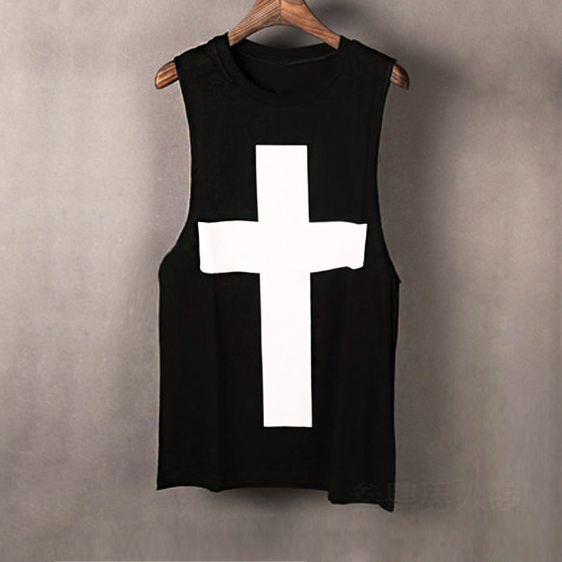 Sleeveless Cross Wide Shoulder Back Heart Man