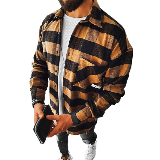 Casual Trend Striped Loose Warm Shirt Men's Shirt