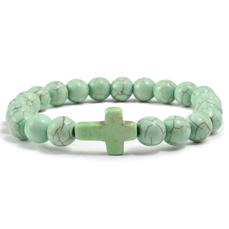 Natural stone cross bracelet