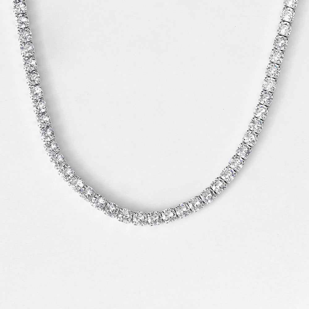Zircon Tennis Chain Men's And Women's Full Diamond Necklace Accessories