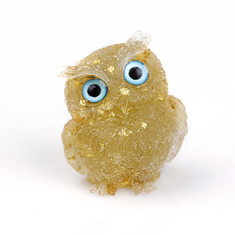 Natural Crystal Gravel Drops Glue Owl Ornaments