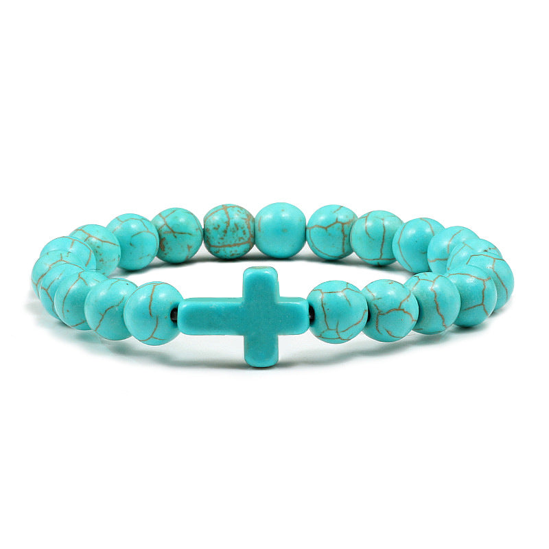 Natural stone cross bracelet