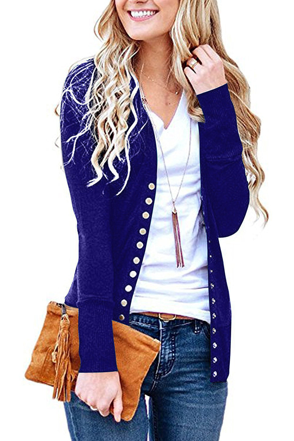 Long sleeve button cardigan top