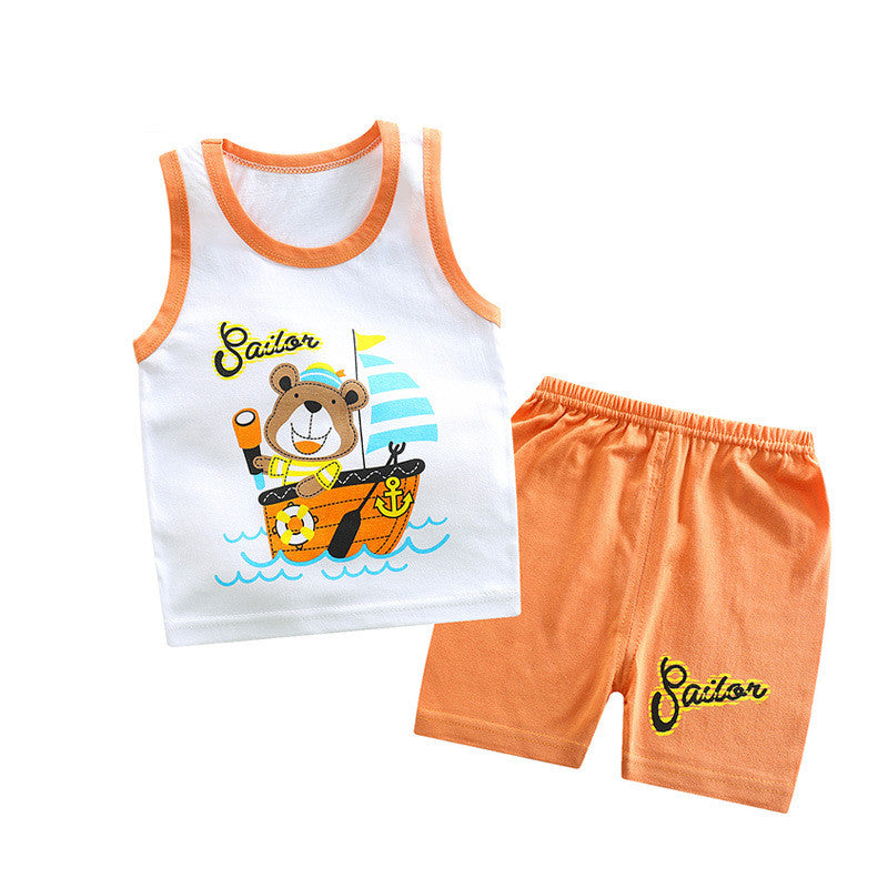 Two-piece sleeveless shorts for boys and girls