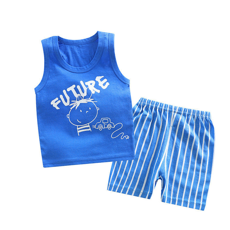Two-piece sleeveless shorts for boys and girls