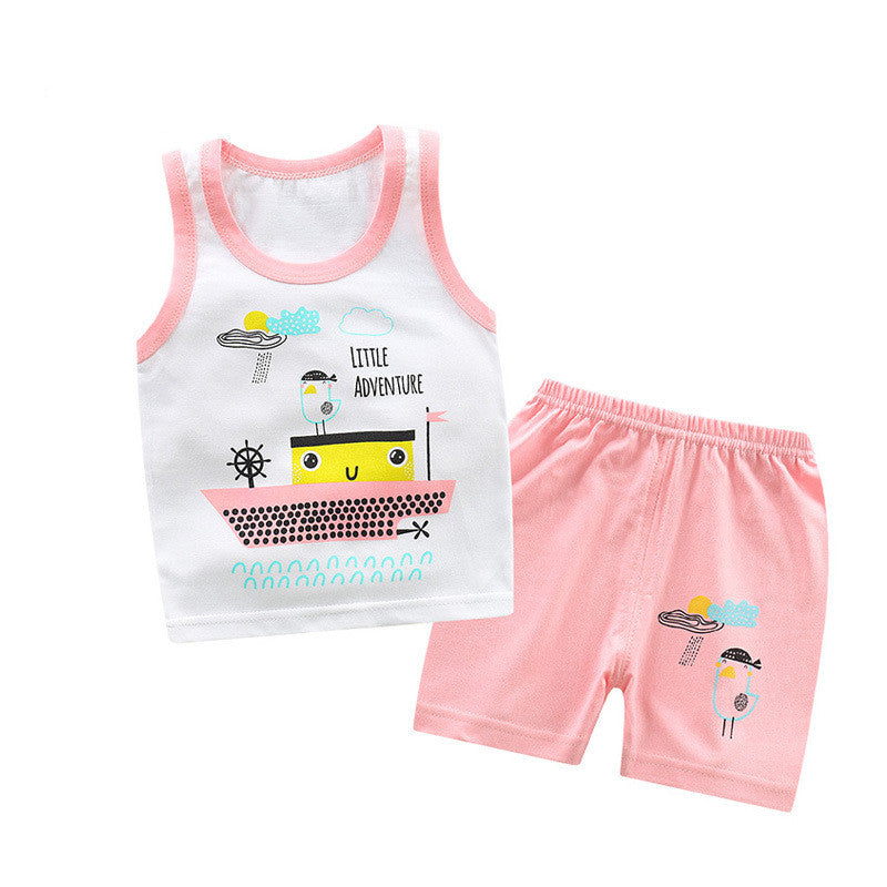 Two-piece sleeveless shorts for boys and girls