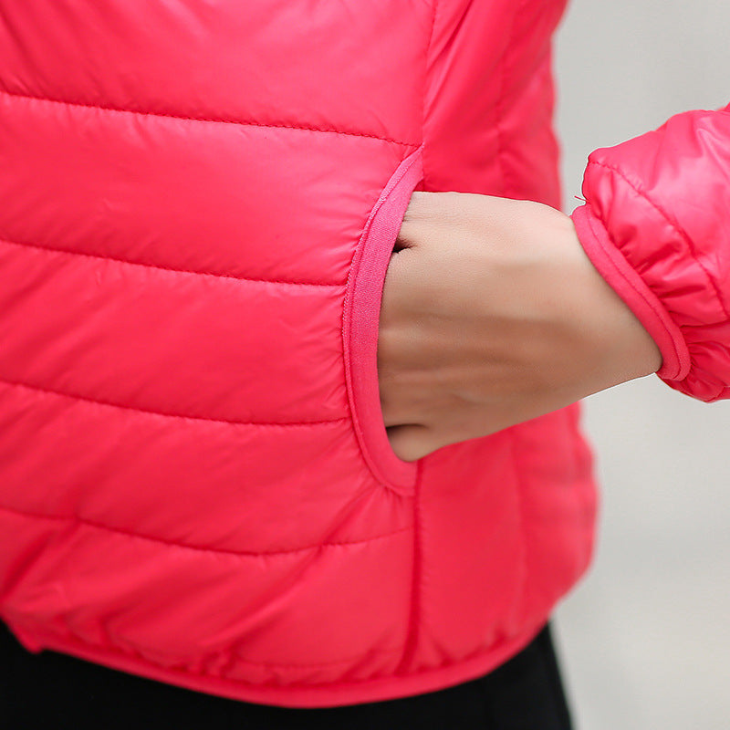 winter dresses down padded short Hooded Coat slim female students thickened fruit color cotton padded jacket