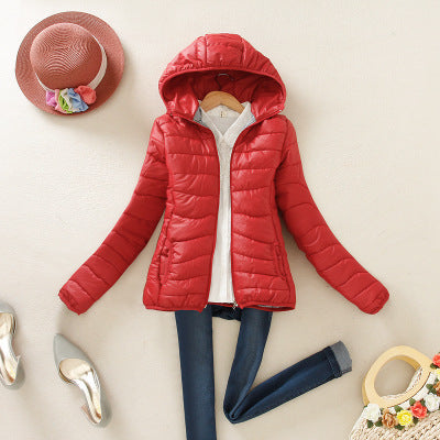 winter dresses down padded short Hooded Coat slim female students thickened fruit color cotton padded jacket