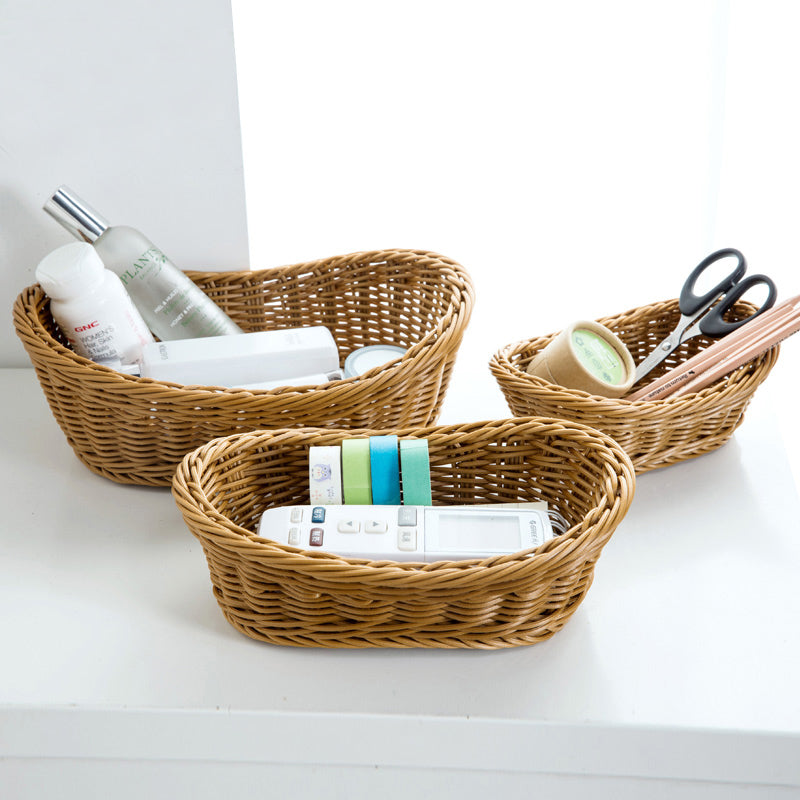 Rattan Like Storage Basket Plastic Hand Woven Basket