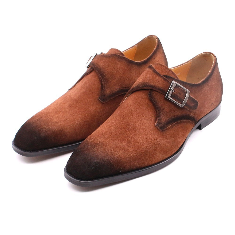 Suede Handmade Men's Shoes Leather Brown Business Casual Classic Retro