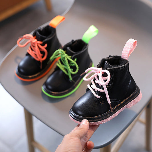 Children's Velvet Cotton Shoes Boy Martin Boots