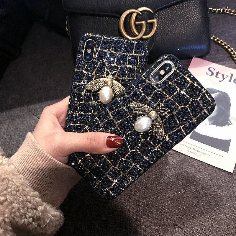 Applicable mobile phone case glitter bee 12 net red