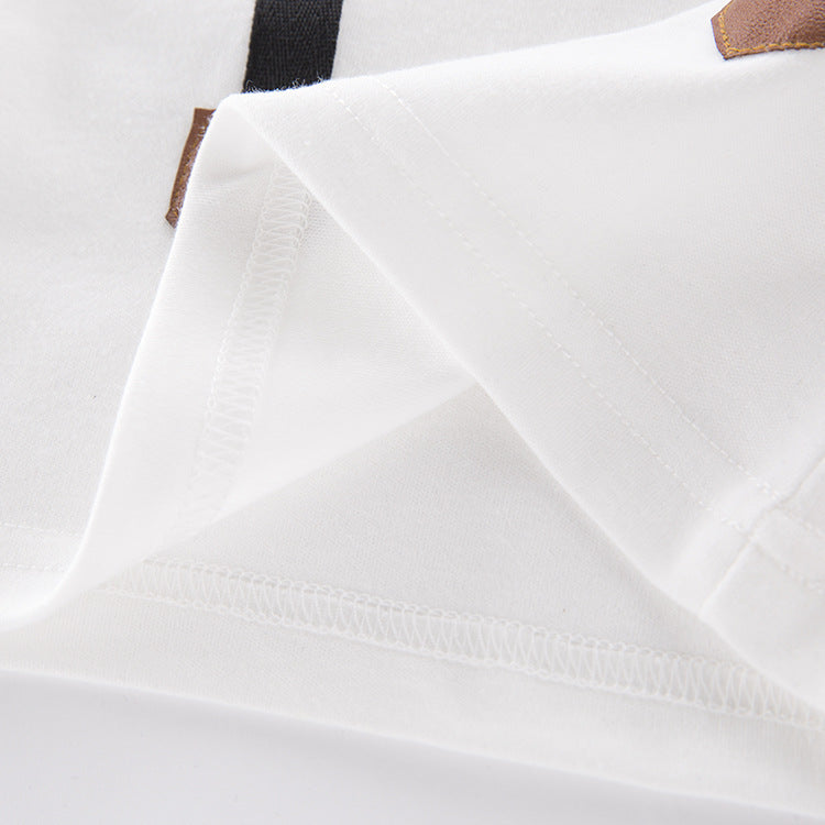 Children's Denim Suit New Summer Boy's Short-sleeved T-shirt Shoulder Strap Jeans 2-Piece Set